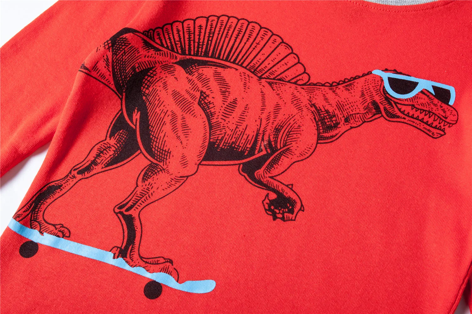 100% Cotton Kids Dinosaur Red Pajama Set