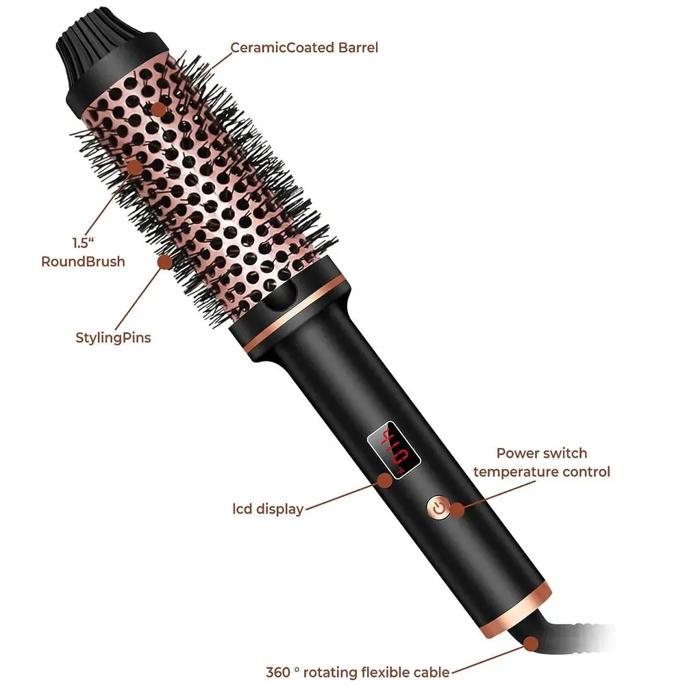 1.5-Inch Heated Ceramic Curling Brush – Volumizing & Styling Tool