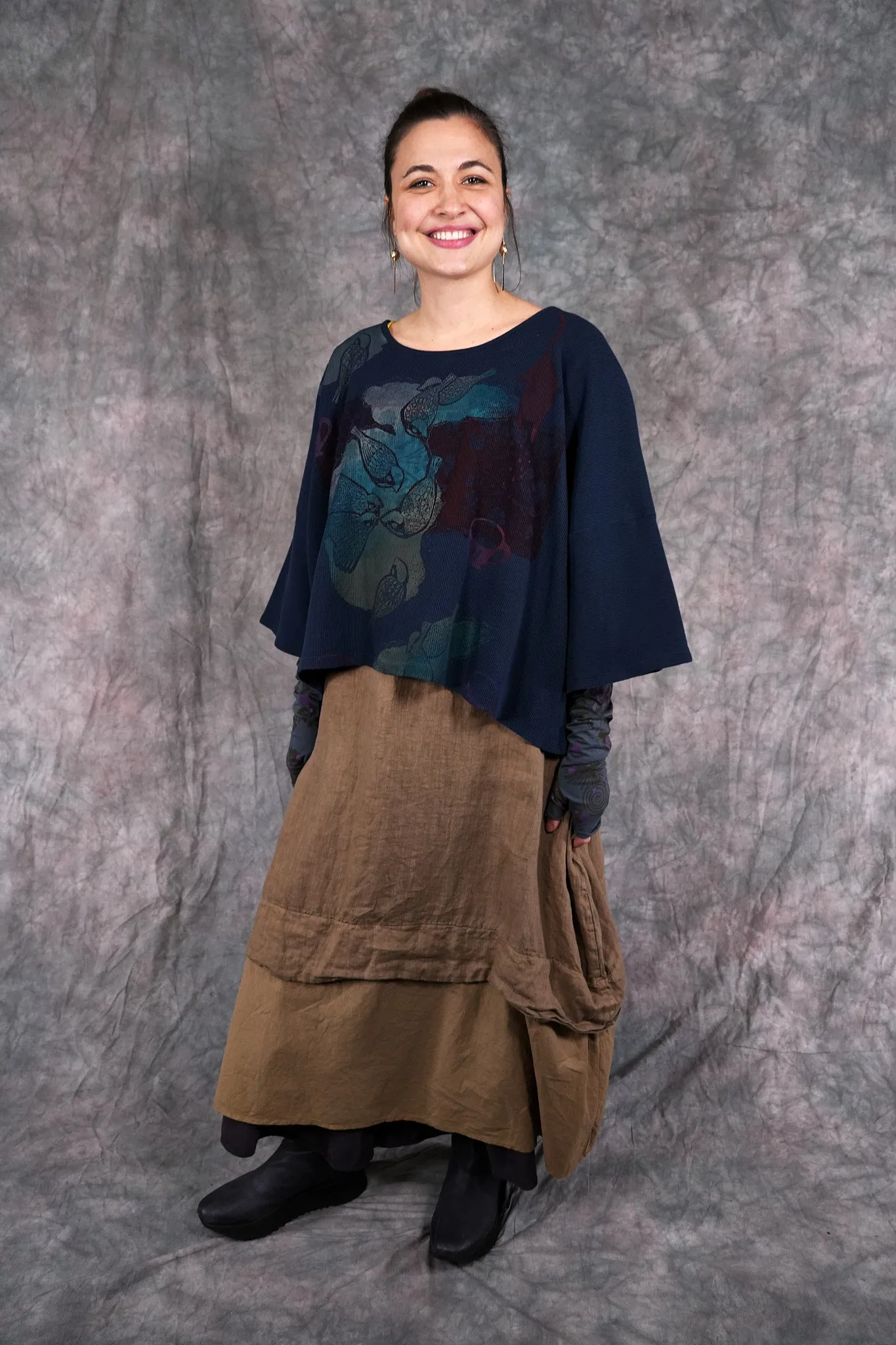 1586 Boxy Crop Thermal Top Atlantic