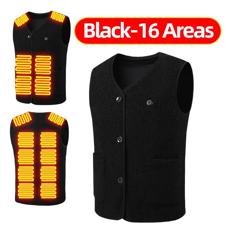 16 Spots Heated Vest USB Jacket Heated Winter Electric Heater Jacket Thermal Vest Body Warmer Coat C3