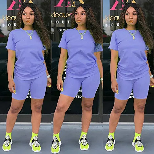 2 Piece Short Sets for Women - Casual Lightweight Sport Outfits Sportswear Set Activewear