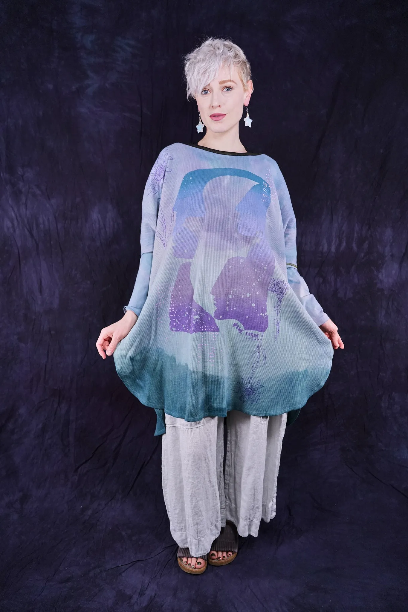 2251HD Natural City Tunic Hand dyed Blue Flight