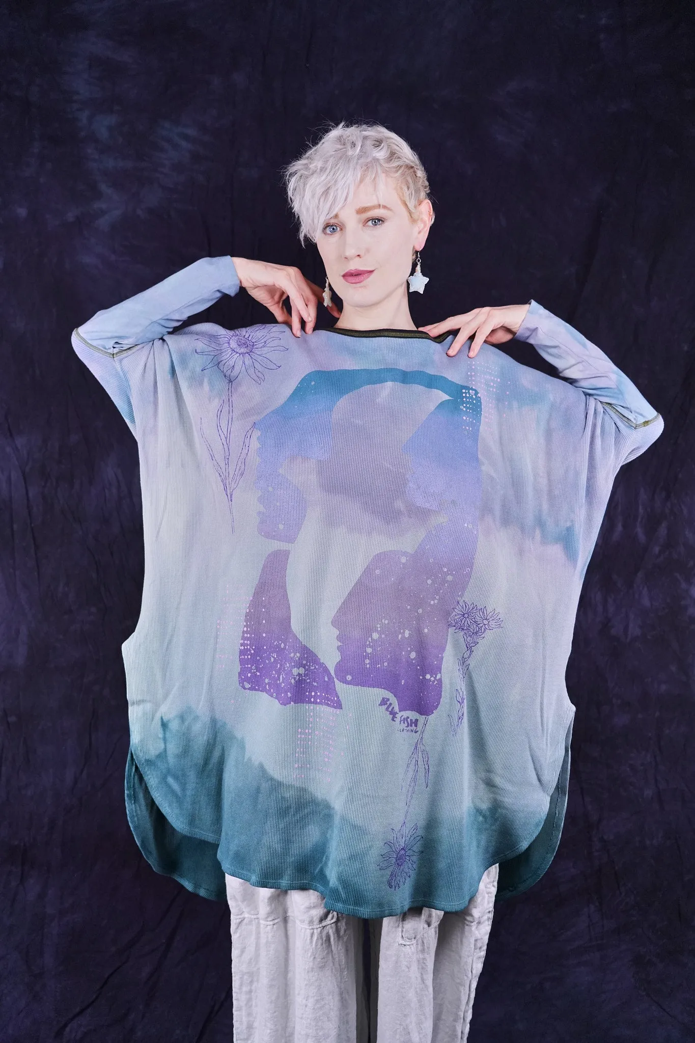 2251HD Natural City Tunic Hand dyed Blue Flight
