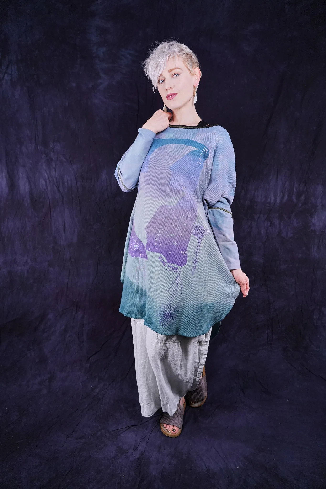 2251HD Natural City Tunic Hand dyed Blue Flight