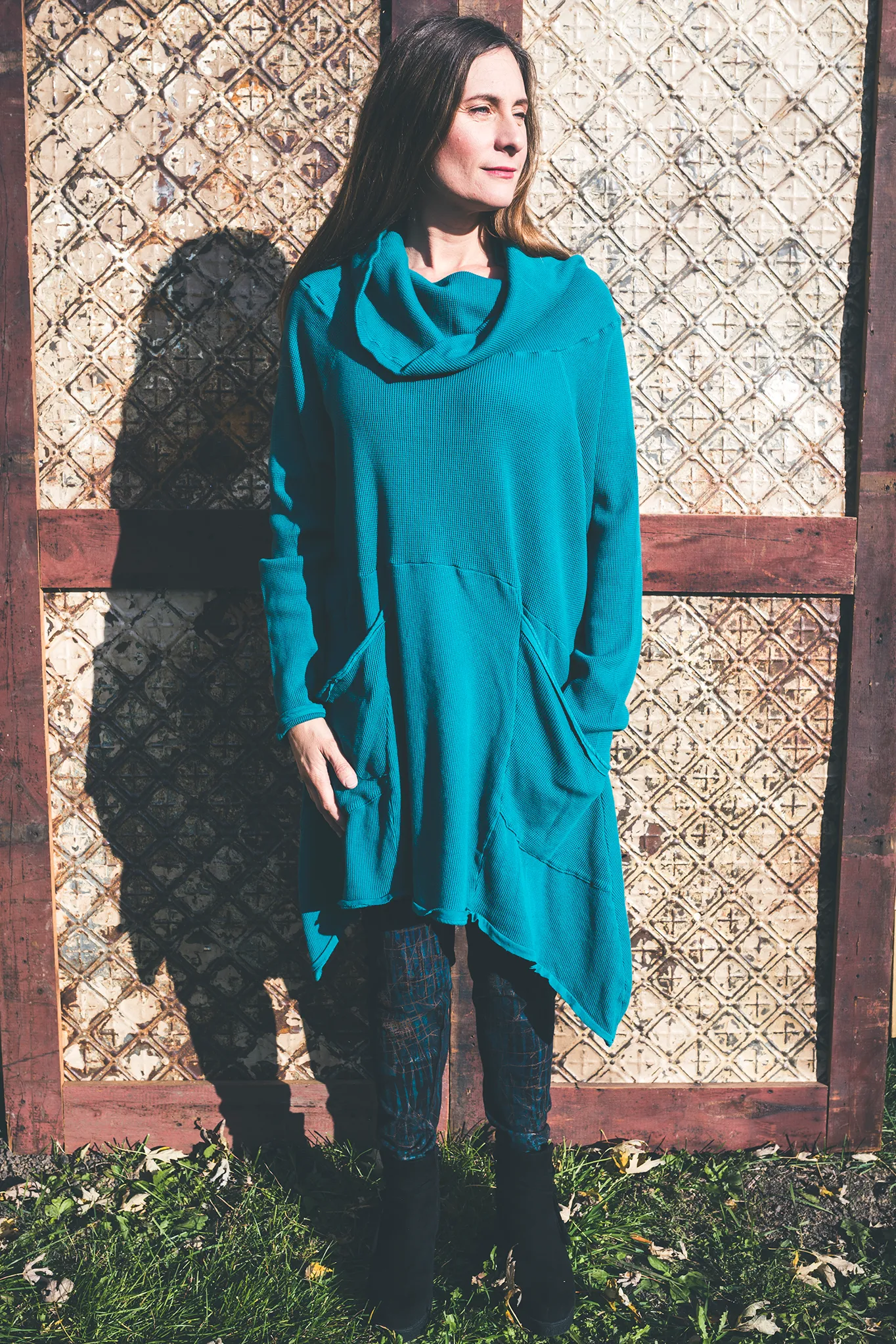 2292 Hibernation Thermal Cowl Neck Dress Riddle-U