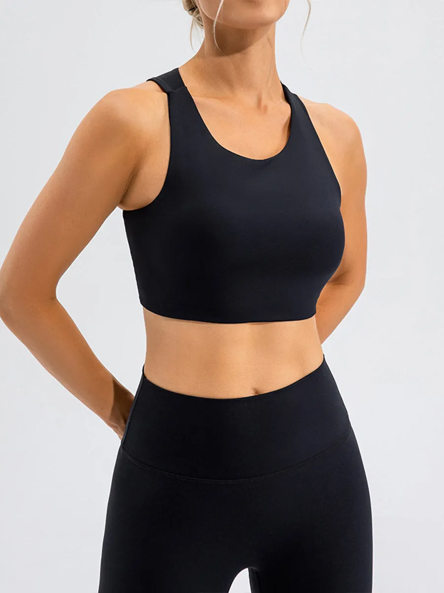 2pcs Sleeveless Tank Skin-Friendly Sports Set Workout Set Fitness Yoga Suit with Chest Pads