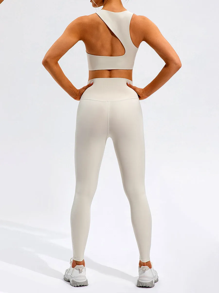 2pcs Sleeveless Tank Skin-Friendly Sports Set Workout Set Fitness Yoga Suit with Chest Pads