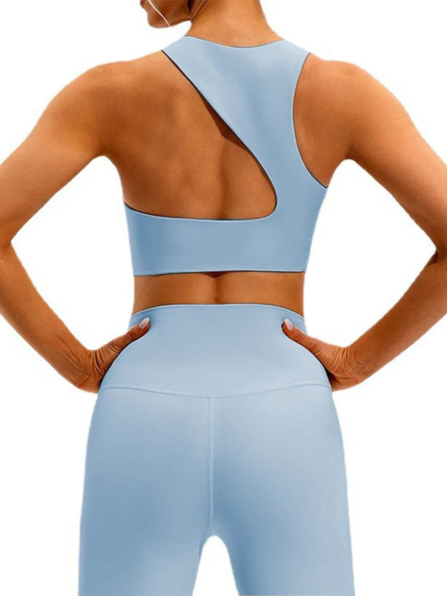 2pcs Sleeveless Tank Skin-Friendly Sports Set Workout Set Fitness Yoga Suit with Chest Pads