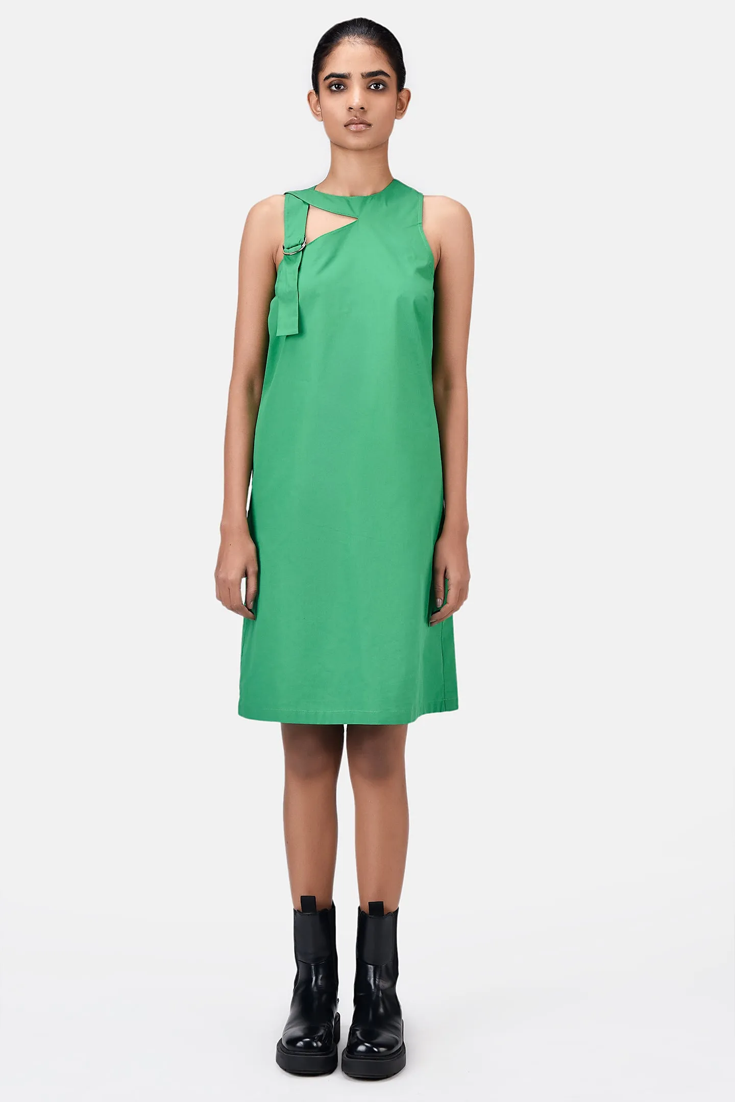 A-Line Top with Asymmetric Cross-Over Straps Spring Green