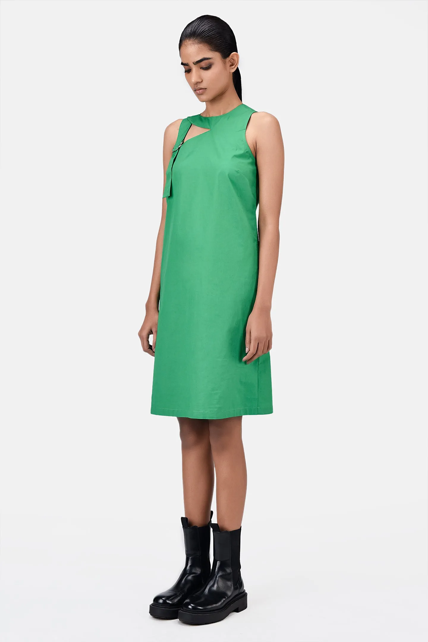 A-Line Top with Asymmetric Cross-Over Straps Spring Green