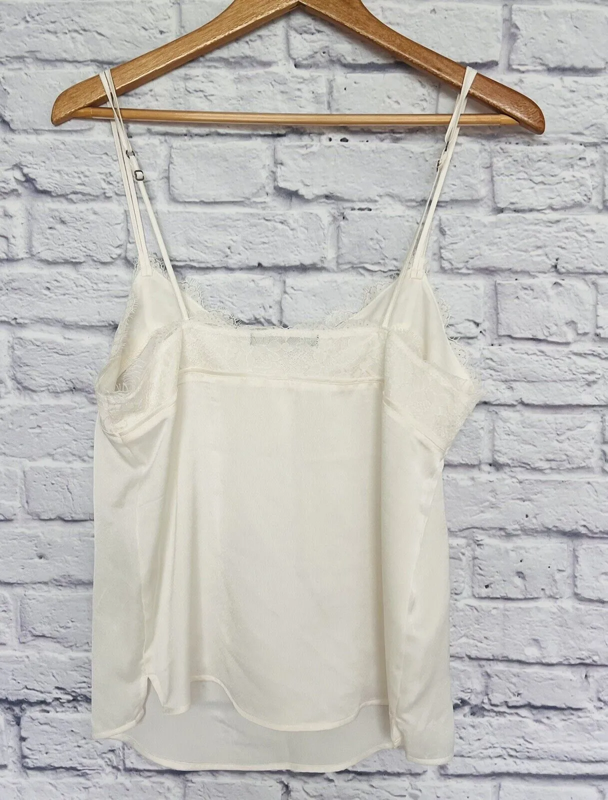 ABERCROMBIE & FITCH Camisole Tank Top Ivory Button Lace Trim Sz S Fairy Romantic