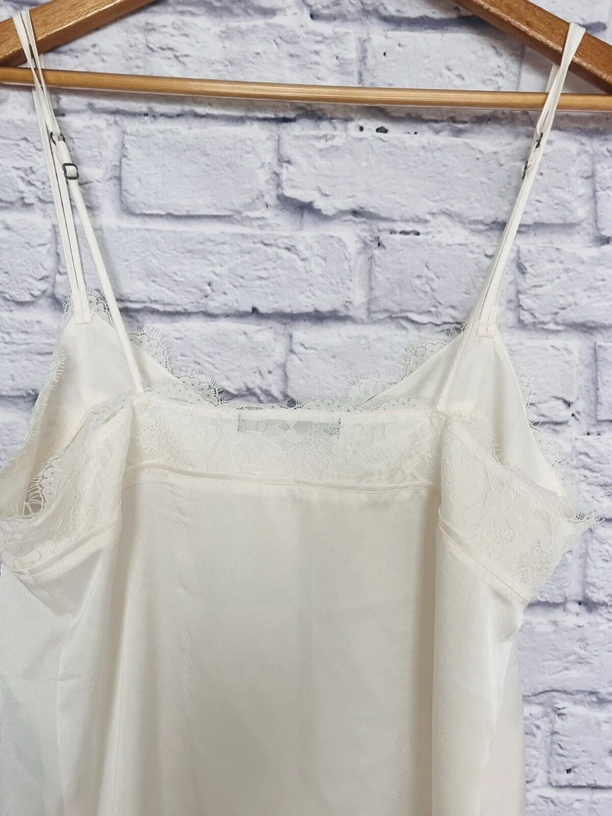 ABERCROMBIE & FITCH Camisole Tank Top Ivory Button Lace Trim Sz S Fairy Romantic