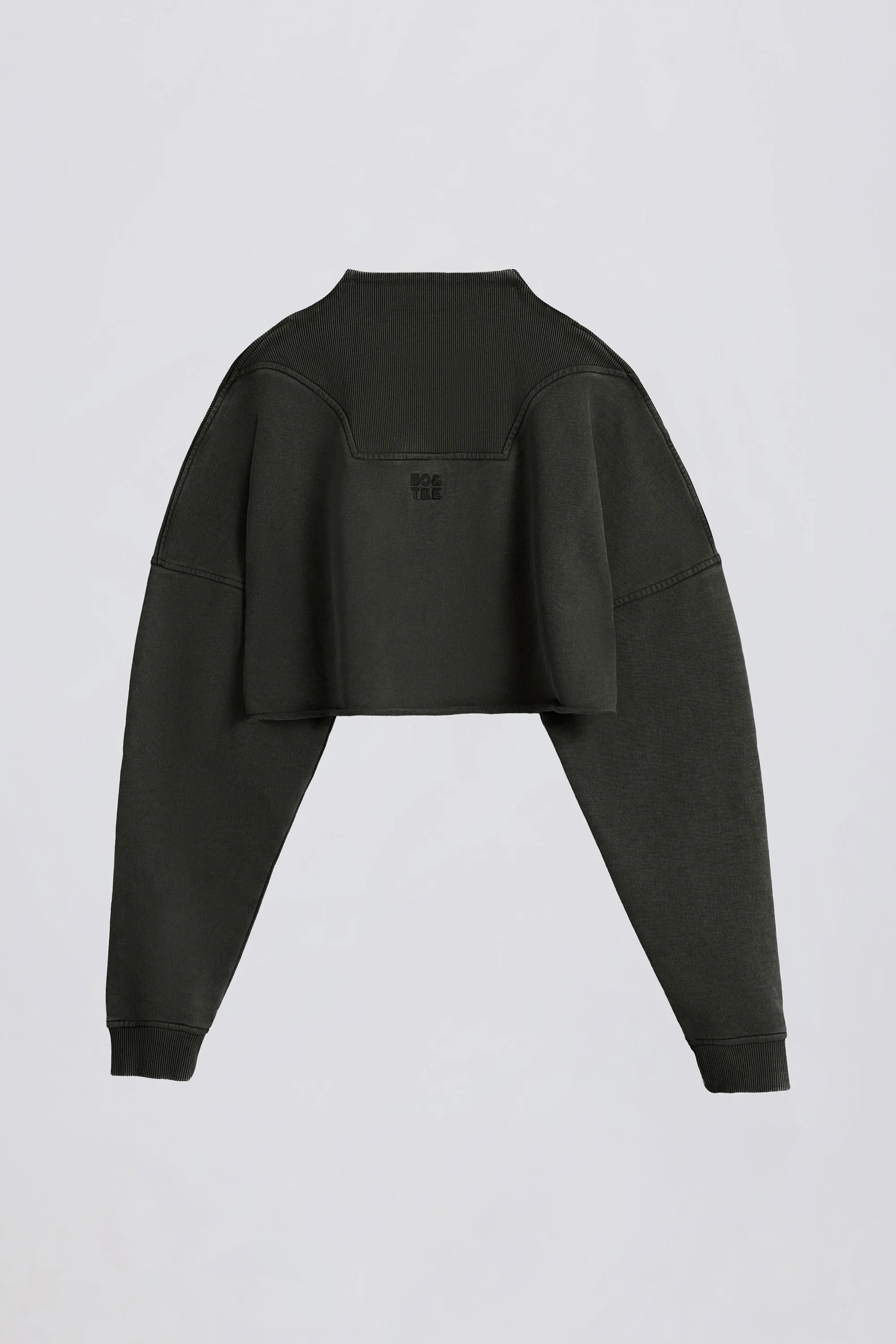 Acid Wash Cropped Sweatshirt in Ash