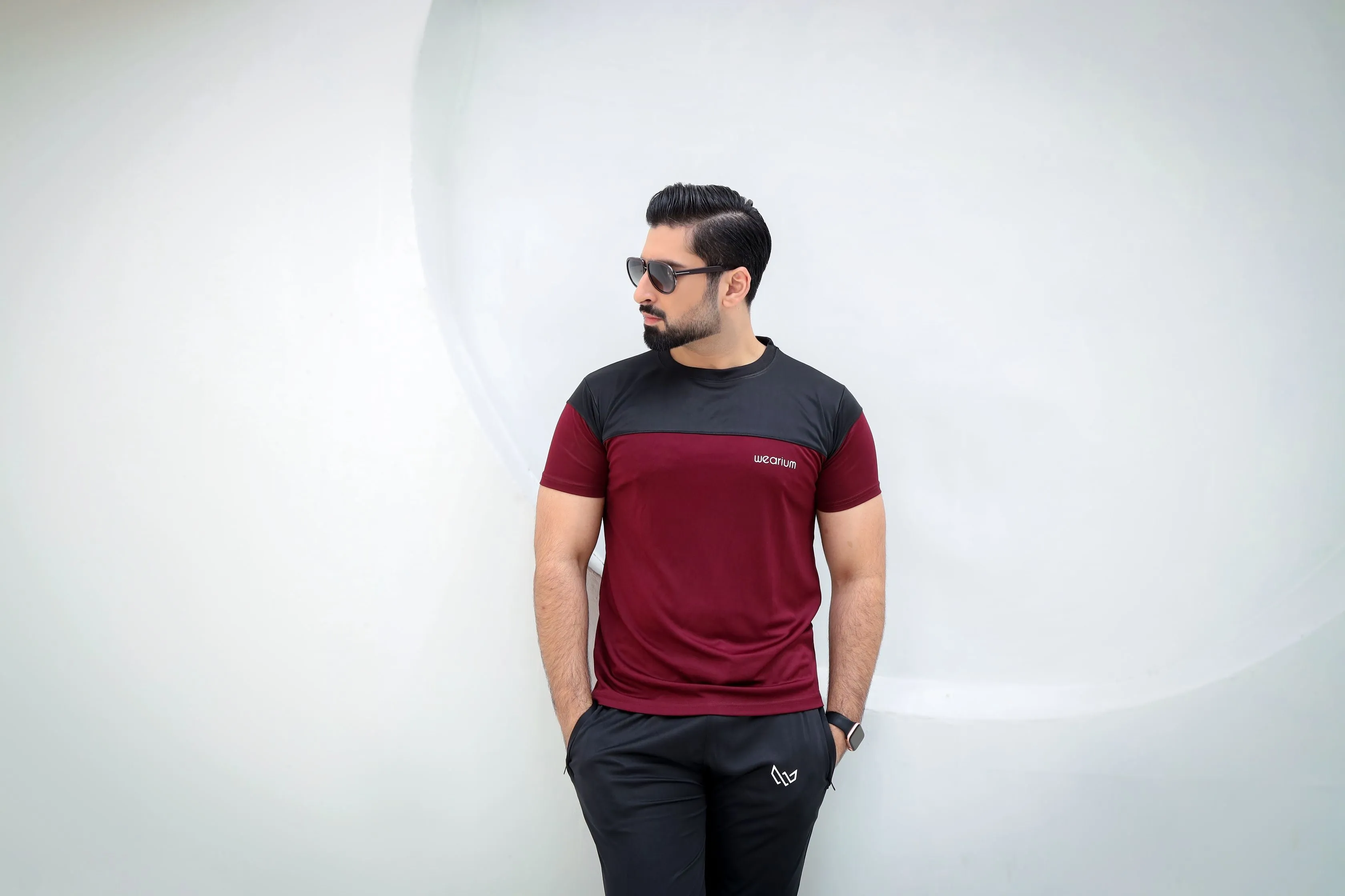 Active Streetwear Tracksuit - Burgundy/Black