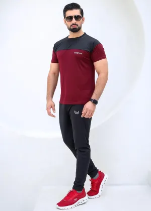 Active Streetwear Tracksuit - Burgundy/Black