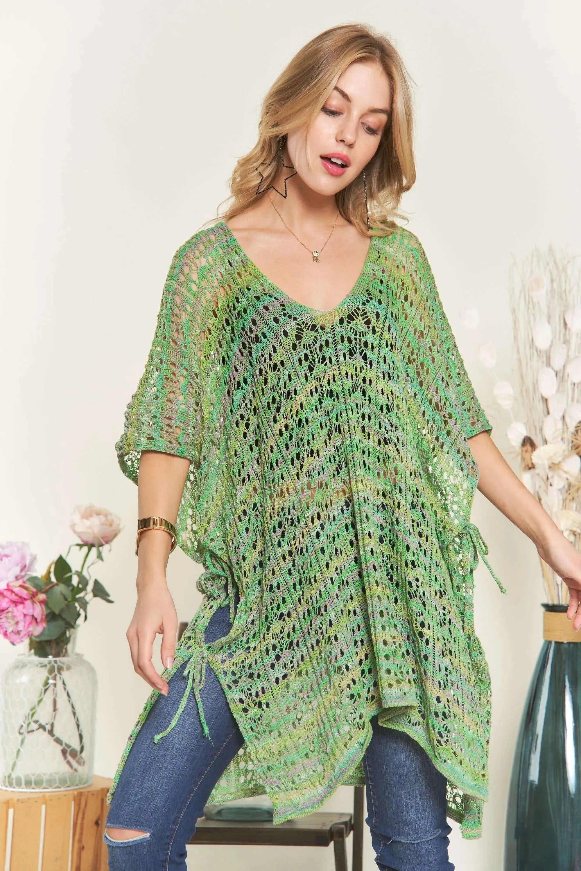 ADORA Crochet Cover Up Tunic Top
