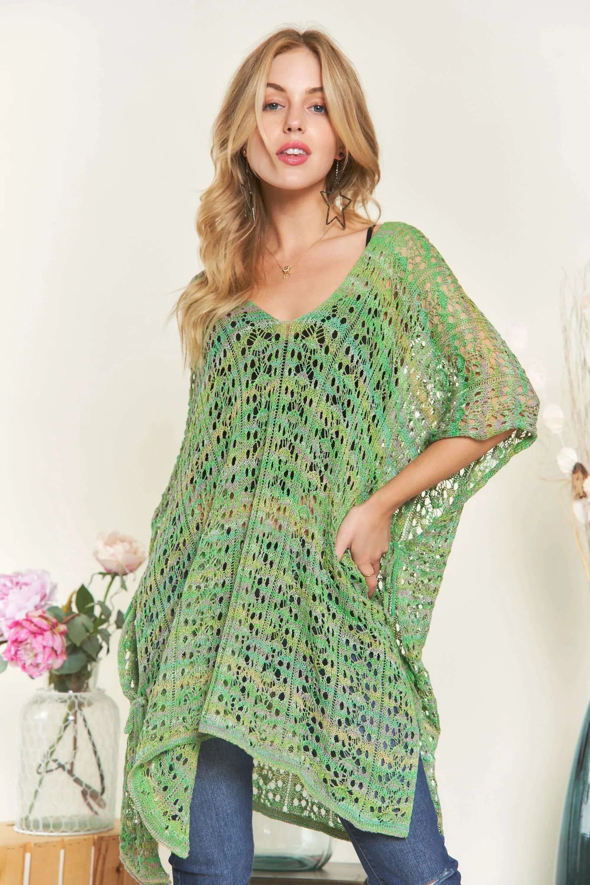 ADORA Crochet Cover Up Tunic Top