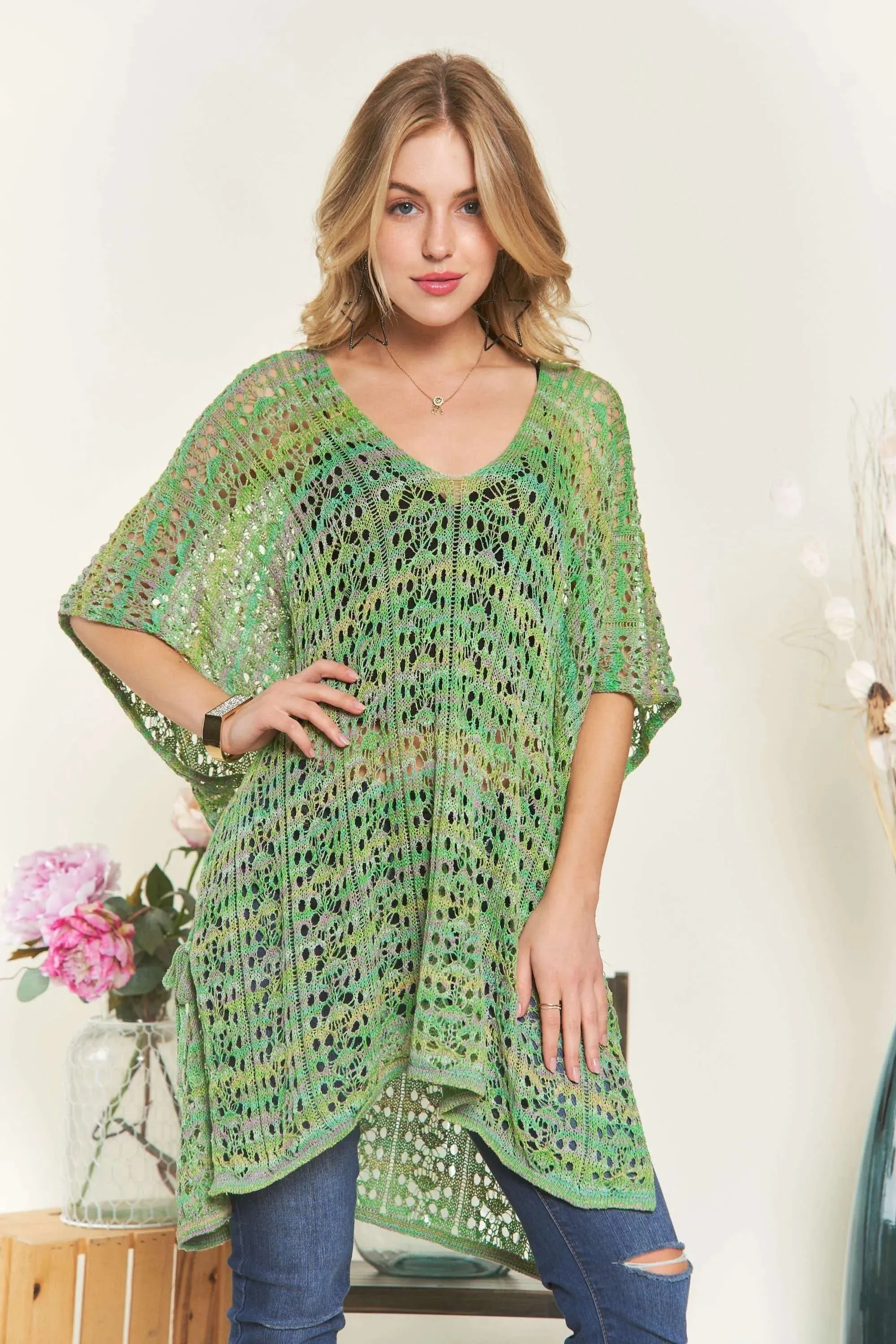 ADORA Crochet Cover Up Tunic Top