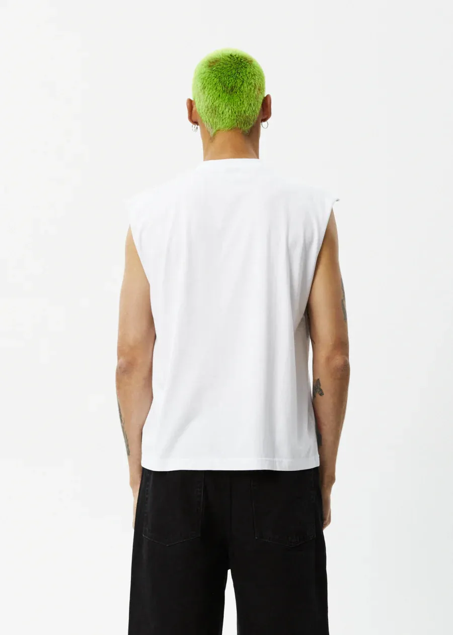 Afends Limits Graphic Sleeveless T-Shirt WHITE