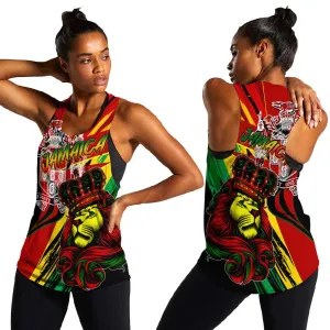 Afro Jamaica Lion Women Racerback Tank Coat Of Arms Rastafarianism DT02