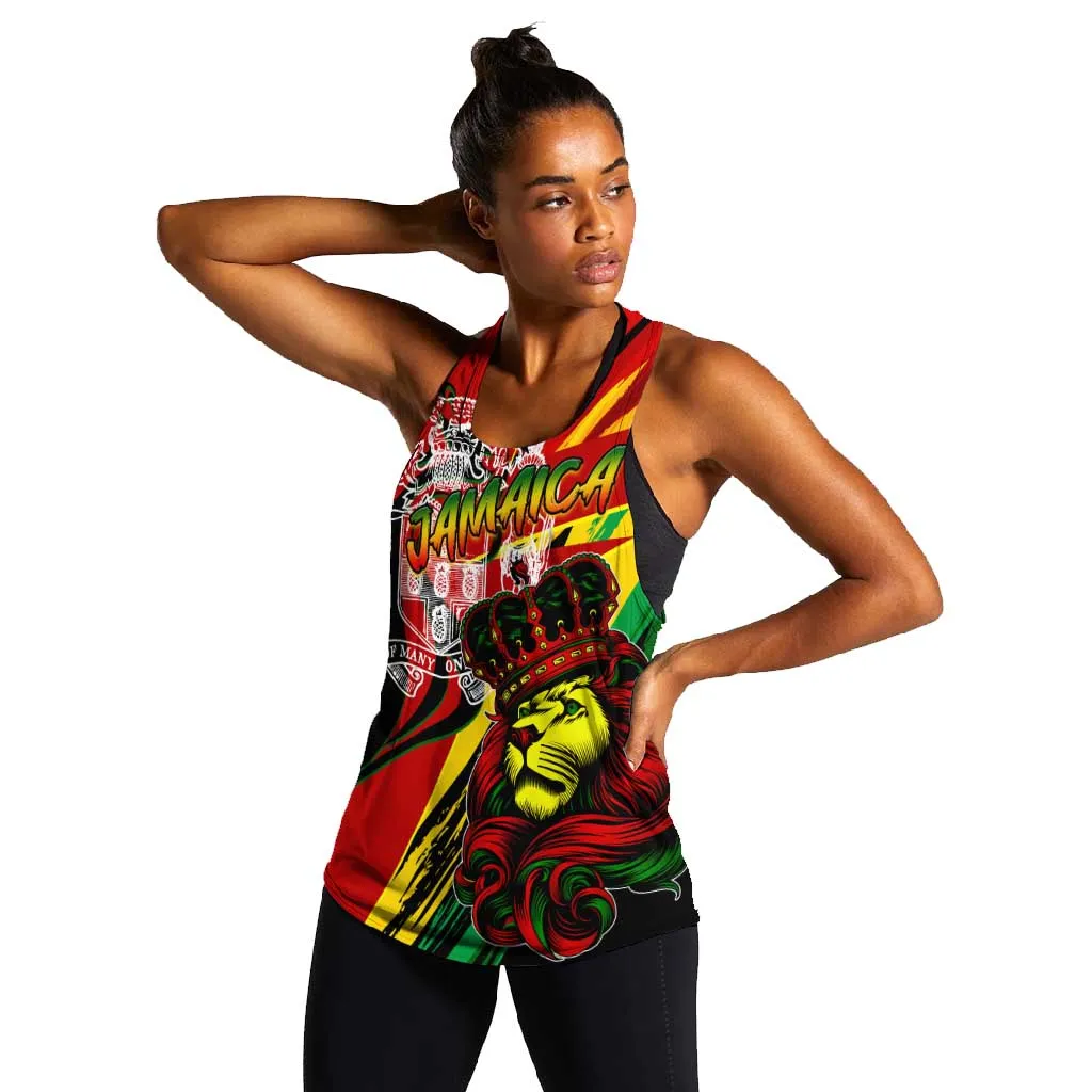 Afro Jamaica Lion Women Racerback Tank Coat Of Arms Rastafarianism DT02