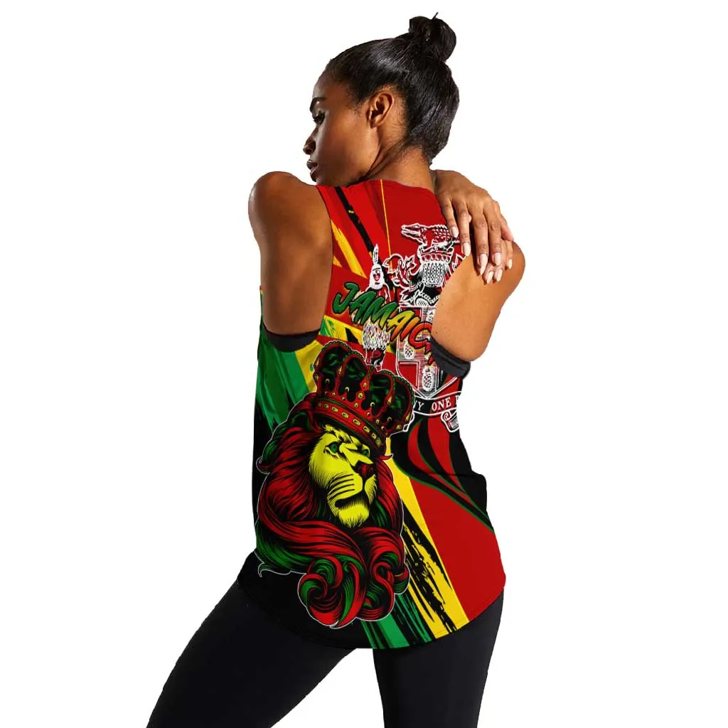 Afro Jamaica Lion Women Racerback Tank Coat Of Arms Rastafarianism DT02