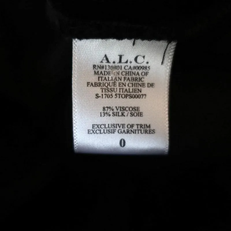 A.L.C. Tank Top Axel Black Velvet Size 0 V-Neck Camisole