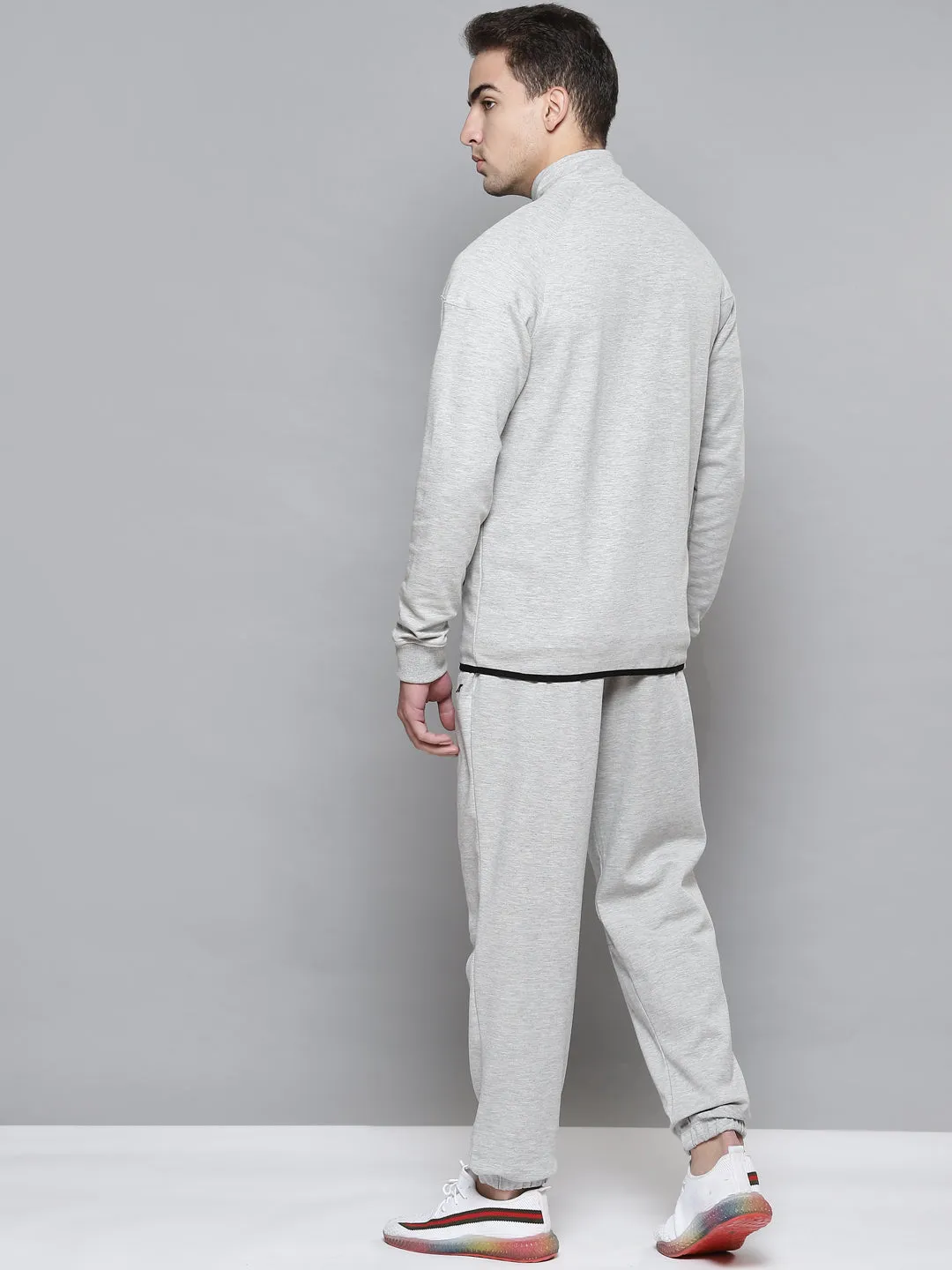 Alcis Men Grey Melange Solid Tracksuit