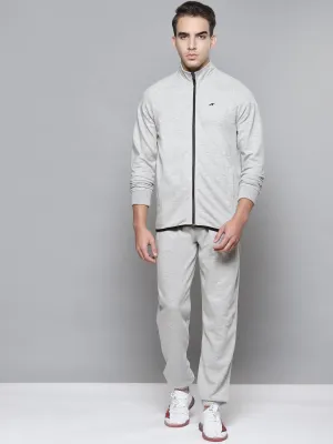 Alcis Men Grey Melange Solid Tracksuit