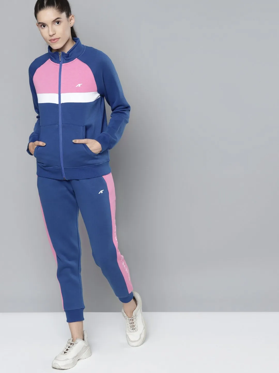 Alcis Women Colourblocked Blue Tracksuits