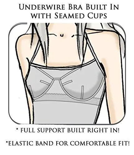 Alessandra B Crochet Neckline Cotton Tank Top Underwire Camisole - M3703