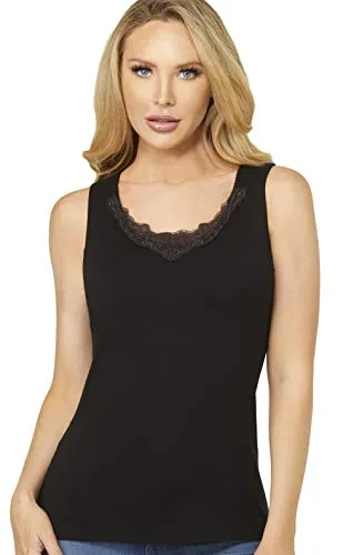 Alessandra B Crochet Neckline Cotton Tank Top Underwire Camisole - M3703