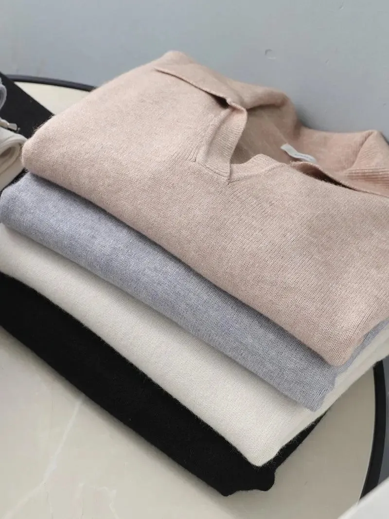 Alyssa- Trendy Polo Neck Sweater Women's Tracksuit Set