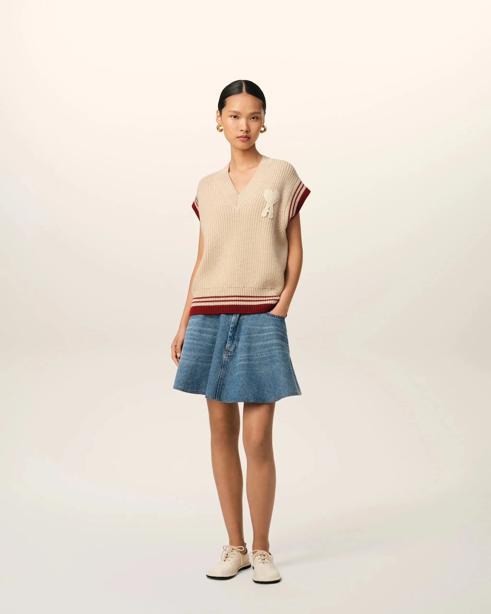 AMI PARIS RIBBED SWEATER VEST