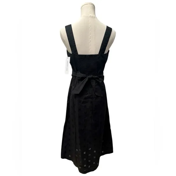 AMOUR VERT Irene Organic Cotton Eyelet Midi Dress Black Women Size XS NWT