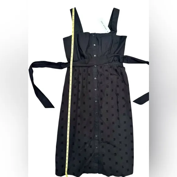 AMOUR VERT Irene Organic Cotton Eyelet Midi Dress Black Women Size XS NWT