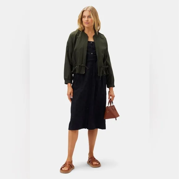 AMOUR VERT Irene Organic Cotton Eyelet Midi Dress Black Women Size XS NWT