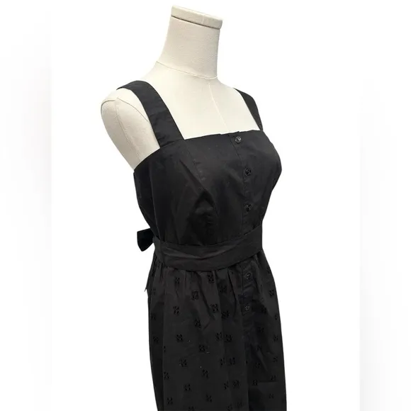 AMOUR VERT Irene Organic Cotton Eyelet Midi Dress Black Women Size XS NWT