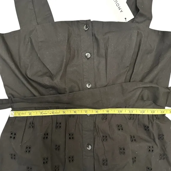 AMOUR VERT Irene Organic Cotton Eyelet Midi Dress Black Women Size XS NWT