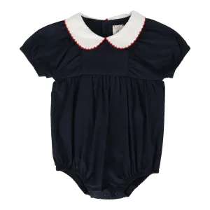 Analogie Peter Pan Girls Romper - Navy (Poplin Collection)