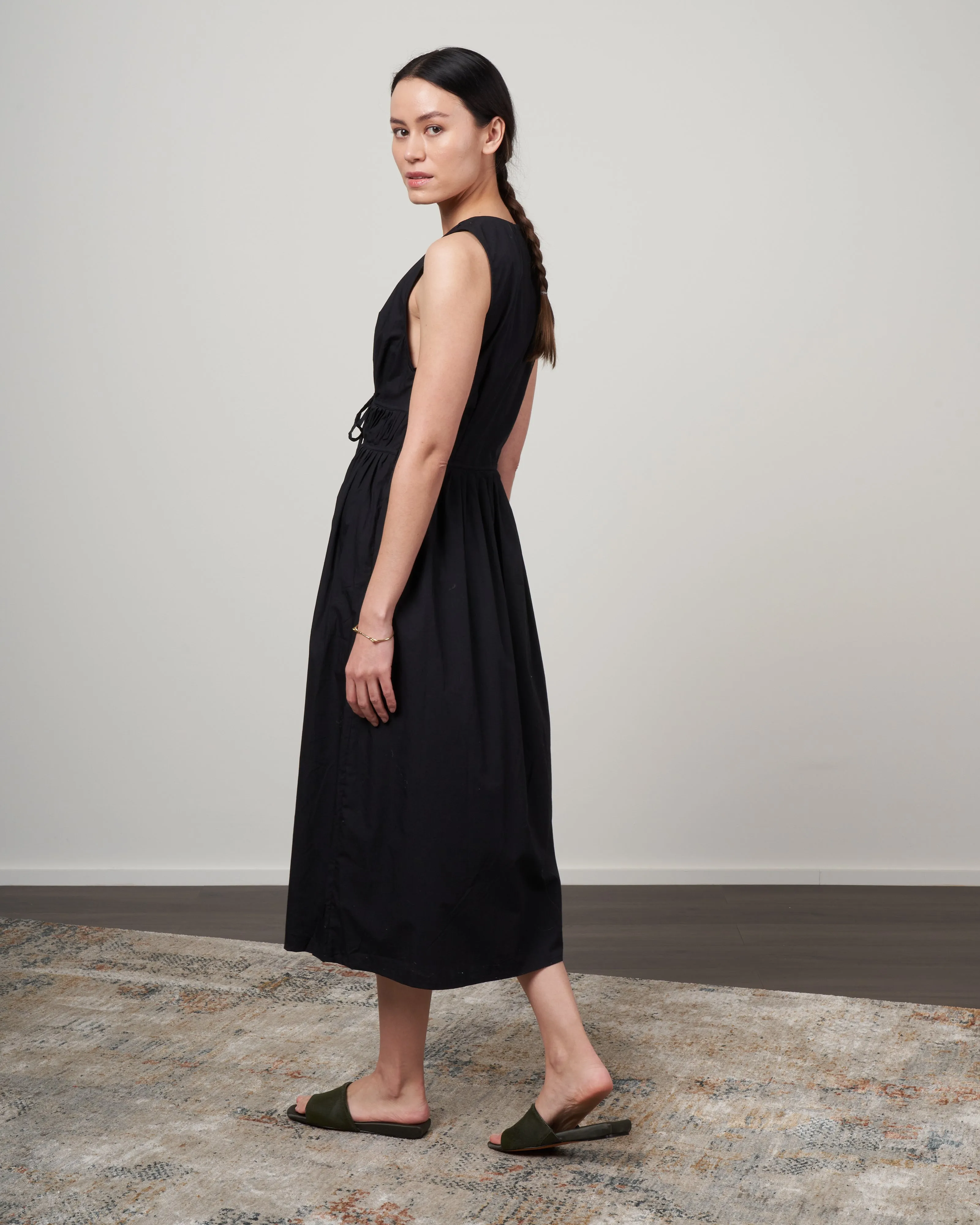 andressa midi dress - plain black