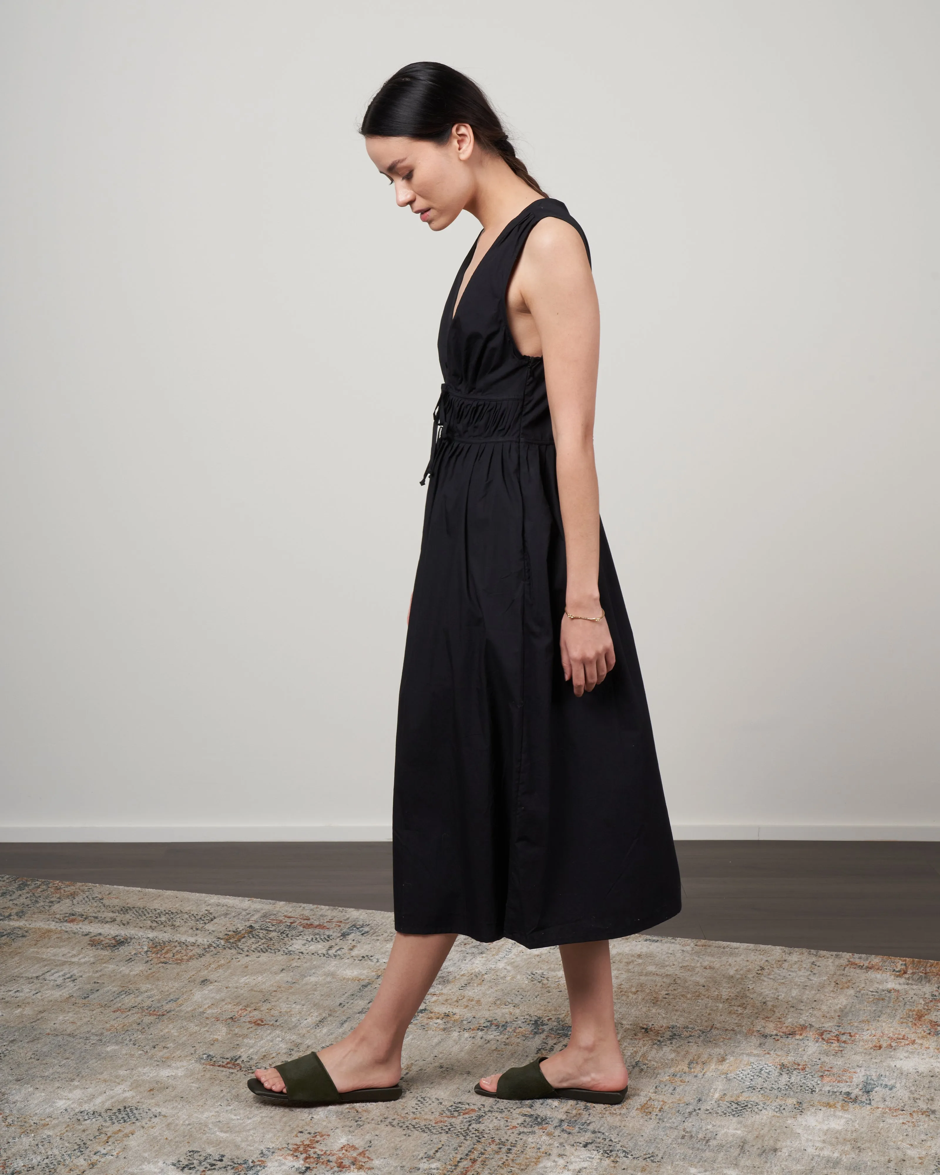andressa midi dress - plain black