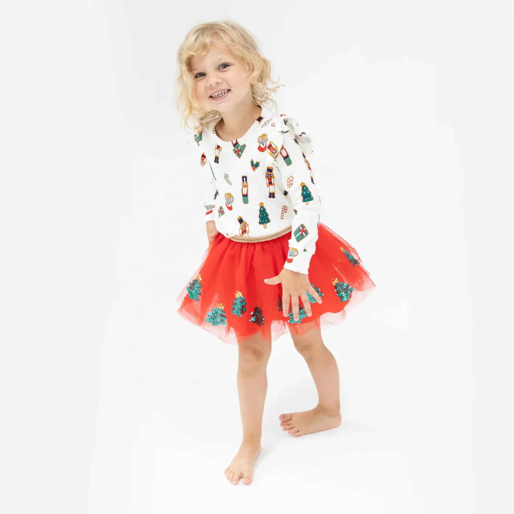Angel Dear Nutcracker Ruffle Shoulder Top