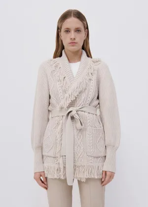 Anina Fisherman Fringe Sweater (Stone)