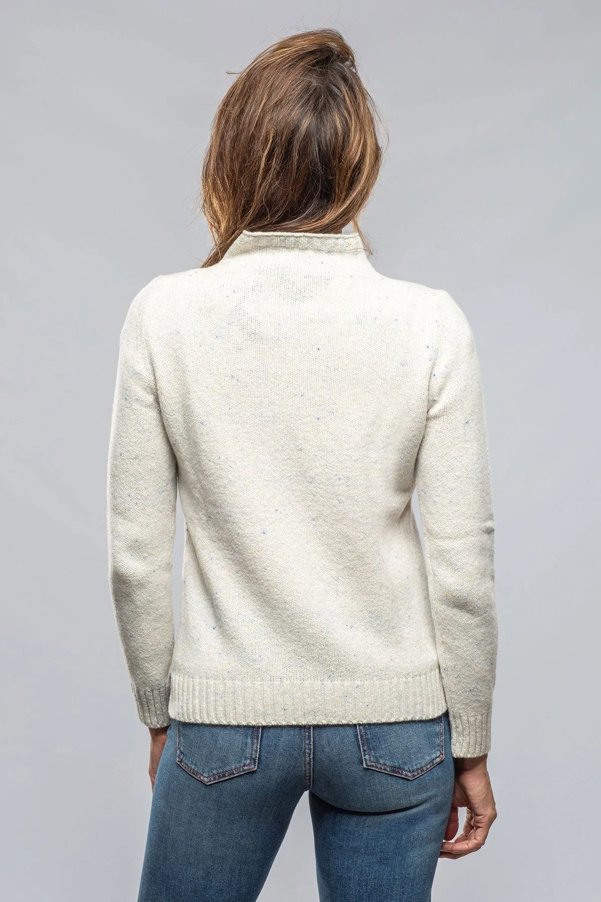 Anna Speckled Mock Neck Sweater In White