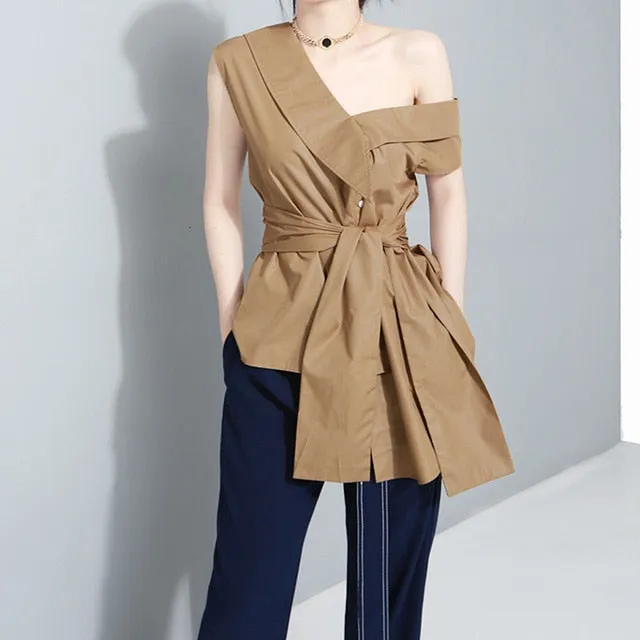 Asymmetrical Bandage Blouse