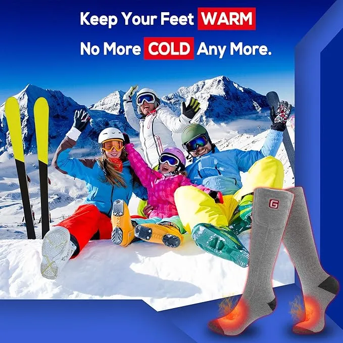 Autocastle Heated Socks, Electric Heated Socks for Men Women, Rechargeable Battery Heating Socks, Winter Warm Thermal Socks, Washable Unisex Foot Warmers for Hunting Camping Skiing Hiking Outdoors