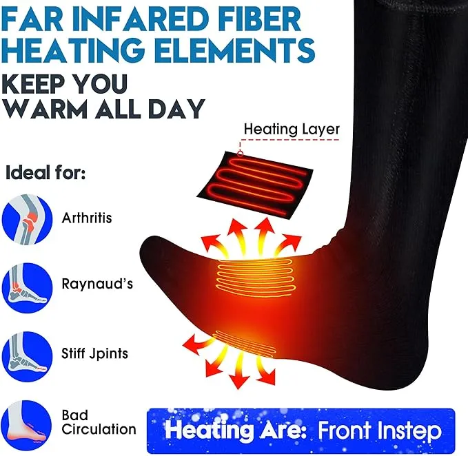 Autocastle Rechargeable Electric Battery Heated Socks for Men Women,Winter Warm Battery Powered Heat Insulated Sox Kit,Sports Outdoor Cold Feet Novelty Thermal Socks Ski Hike Hunt Bike Foot Warmers