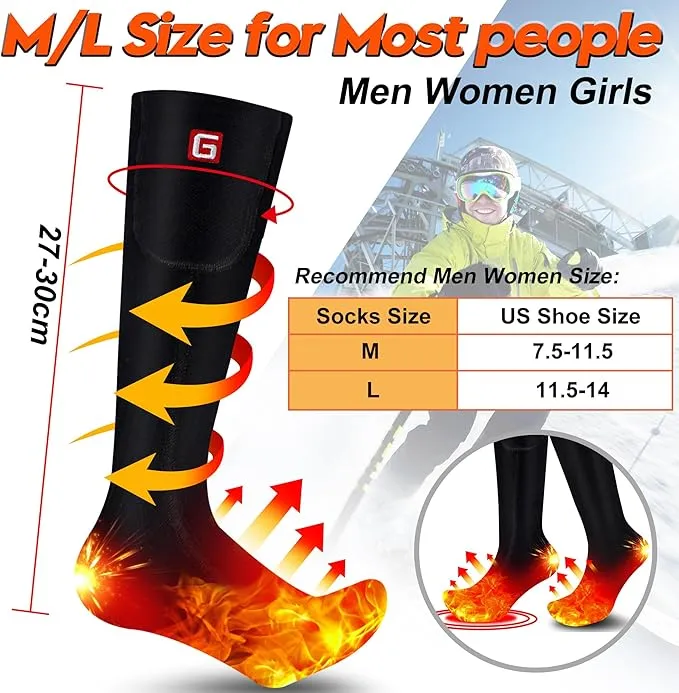 Autocastle Rechargeable Electric Battery Heated Socks for Men Women,Winter Warm Battery Powered Heat Insulated Sox Kit,Sports Outdoor Cold Feet Novelty Thermal Socks Ski Hike Hunt Bike Foot Warmers