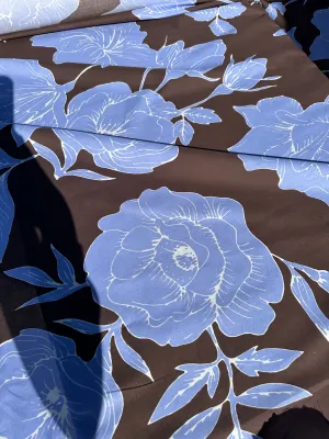 B01 Charlotte 014 cotton voile print Flowers Brown and Blue